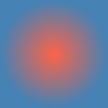 soleil rouge sur fond bleu